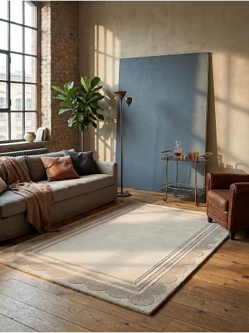 KADIMA DESIGN Wollteppich Kurzflor WENSUM Geometrisch Abstrakt Handgetuftet in Beige