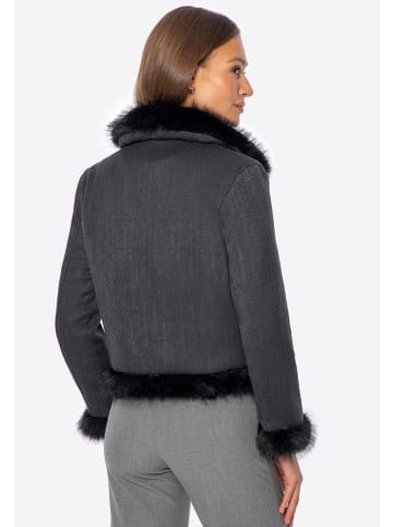 Wittchen Damenjacke aus Leinenmischung mit Kunstpelzbesatz in Black