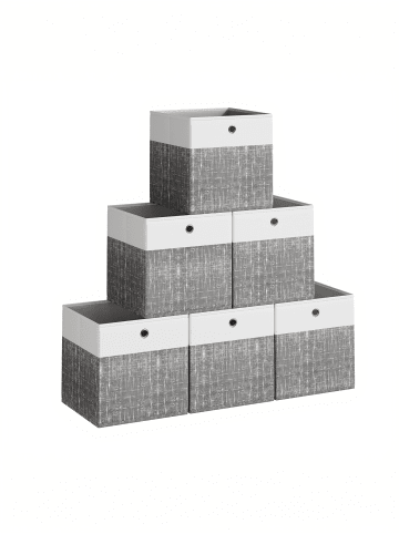 SONGMICS 6er-Set: Aufbewahrungsbox Tina in Weiß-Grau - (B)30 x (H)30 x (T)30 cm