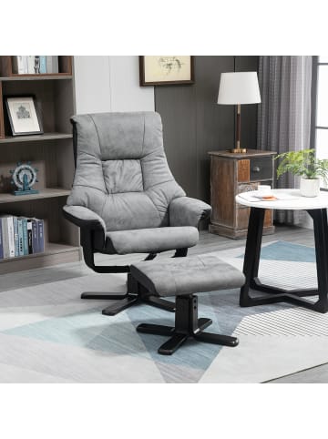 HOMCOM Relaxsessel mit Hocker in Grau 78L x 82,5B x 109H cm