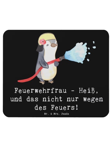 Mr. & Mrs. Panda Mauspad Feuerwehrfrau Heiß mit Spruch in Schwarz