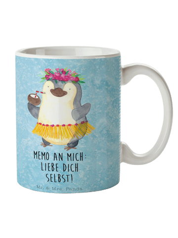 Mr. & Mrs. Panda Kaffeetasse Pinguin Kokosnuss mit Spruch in Eisblau