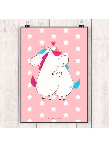Mr. & Mrs. Panda Poster Einhorn Mitteilung ohne Spruch in Rot Pastell