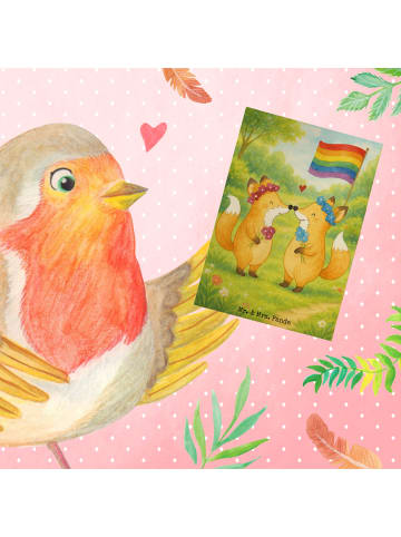 Mr. & Mrs. Panda Grußkarte Füchse Lesbian Pride Design ohne Spruch in Weiß