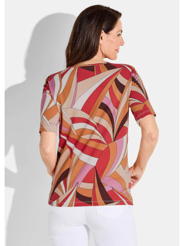 GOLDNER Kurzgröße:  Shirt Shirt in rot / orange / beige / gemustert