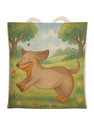 Mr. & Mrs. Panda Stoffbeutel Hund Dackel Design ohne Spruch in Weiß