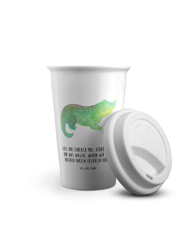 Mr. & Mrs. Panda To Go Becher Krokodil mit Spruch in Weiß