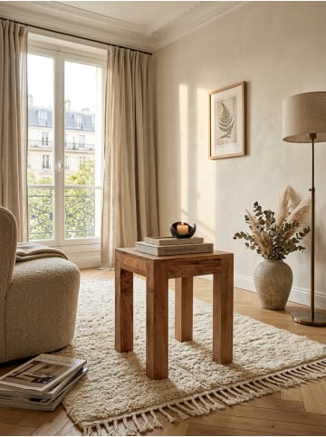 KADIMA DESIGN Tisch Akazienholz | Handgefertigt, 45x40x45cm, 50kg Belastbar in Beige