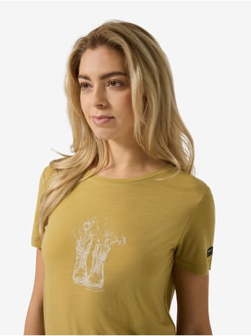 super.natural Merino T-Shirt W FLOWER BOOTS TEE in Beige