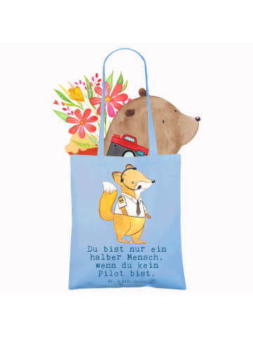 Mr. & Mrs. Panda Tote Bag Pilot Herz mit Spruch in Sky Blue