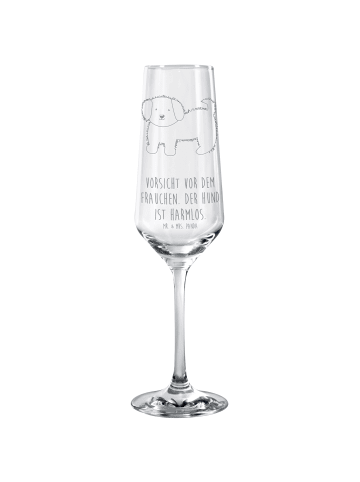 Mr. & Mrs. Panda Sektglas Hund Flauschig mit Spruch in Transparent