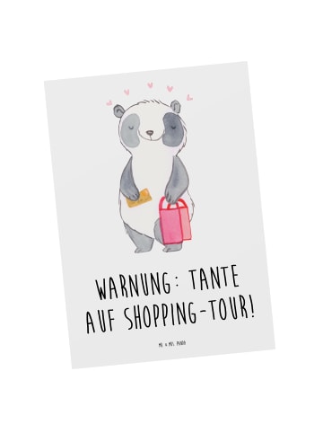 Mr. & Mrs. Panda bildkarte Tante Shopping mit Spruch in Weiß