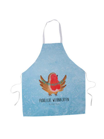 Mr. & Mrs. Panda Schürze Rotkehlchen Weihnachten mit Spruch in Eisblau