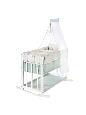 roba Stubenbett 4in1 Holz Woodland Buddies weiß/pastellgrün inkl. Textilien