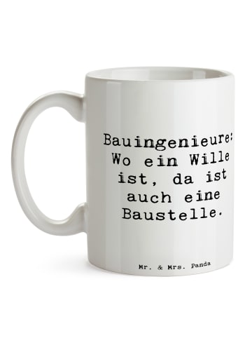 Mr. & Mrs. Panda Kaffeebecher Spruch Bauingenieur Wille mit Spruch in Weiß