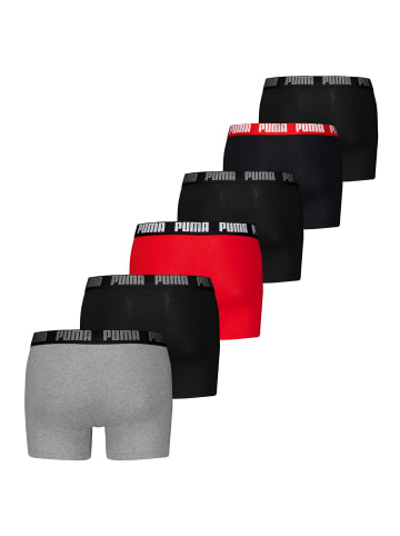 Puma Boxershort 6er Pack in Grau/Schwarz/Rot