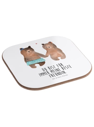 Mr. & Mrs. Panda Glasuntersetzer Bär Freundin mit Spruch in Weiß