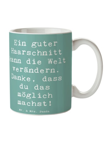 Mr. & Mrs. Panda Tasse Spruch Friseur Wunder mit Spruch in Meeresbrise
