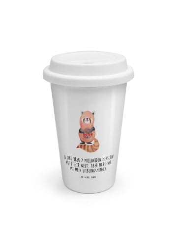 Mr. & Mrs. Panda To Go Becher Roter Panda mit Spruch in Weiß