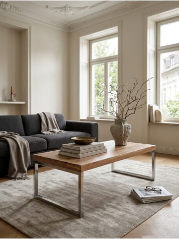 KADIMA DESIGN Couchtisch Massivholz | Akazie, 120cm, Dunkelbraun, Landhaus in Beige