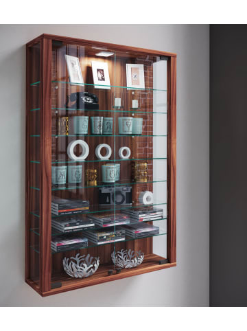 VCM  Wandvitrine Hängevitrine Glasvitrine Vitrosa Mini in Kern-Nussbaum