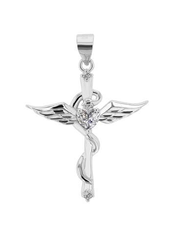 Adeliás Damen Anhänger Kreuz aus 925 Silber mit Zirkonia in silber