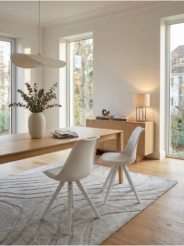 KADIMA DESIGN Esszimmerstühle 2er-Set | Kunstleder, Weiße Beine, Filzgleiter in Weiß