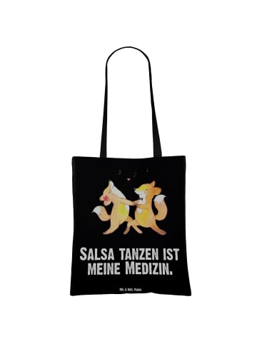 Mr. & Mrs. Panda Schultasche Füchse Salsa tanzen mit Spruch in Schwarz