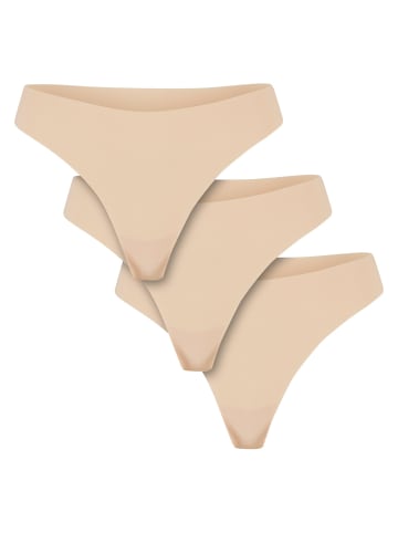 Urban Classics Urban Classics Ladies Lasercut Tanga 3-Pack in nude+nude+nude
