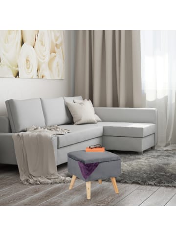 relaxdays Samthocker in Dunkelgrau - (B)40 x (H)40 x (T)40 cm