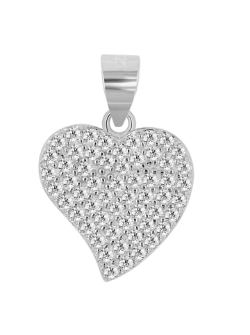Adeliás Damen Anhänger Herz aus 925 Silber mit Zirkonia in silber