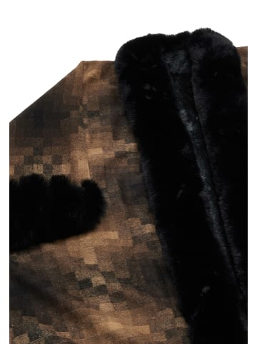 Usha Women Poncho in Braun Mehrfarbig