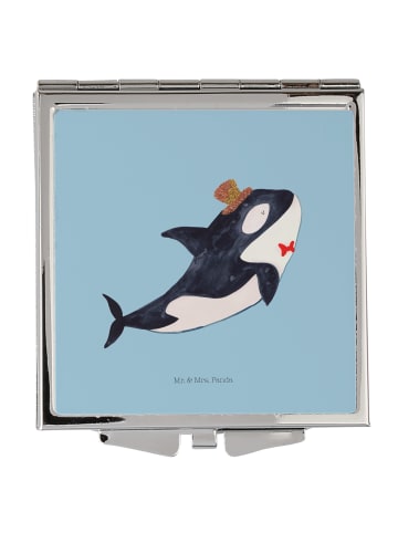 Mr. & Mrs. Panda Handspiegel Orca Zylinder ohne Spruch in Blau Pastell