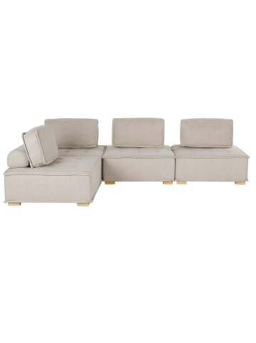 Beliani 4-tlg Modulsofa TIBRO in Beige/Heller Holzfarbton