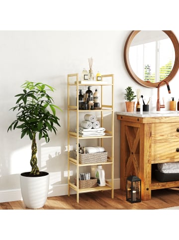 HOMCOM Badezimmerregal-43,5L x 31,5B x 142H cm-Naturholz