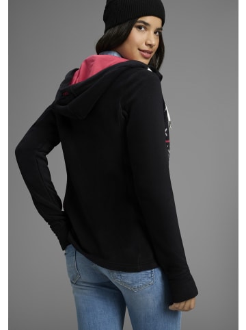 Kangaroos Fleecejacke in schwarz-pink