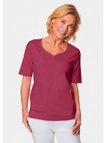 GOLDNER Kurzgröße:  T-Shirt Halbarm Basic-Shirt aus Baumwolle in merlot