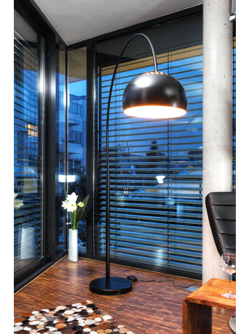 SalesFever Bogenlampe dimmbar mit echtem Marmorfuß und Lampenschirm Ø 33 cm in Schwarz