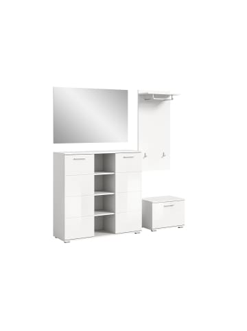 ebuy24 Garderobenmöbel-set Prego 4-teilig Weiß 180 x 37 cm
