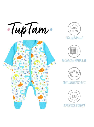 TupTam Baby Jungen Schlafstrampler mit Fuß 3er Pack in blau Modell 1
