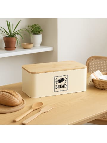 relaxdays Brotkasten in Beige - (B)33 x (H)13,5 x (T)19 cm
