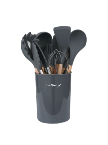 Cheffinger 12-tlg Küchenhelfer-Set mit Holzgriffen in Rot