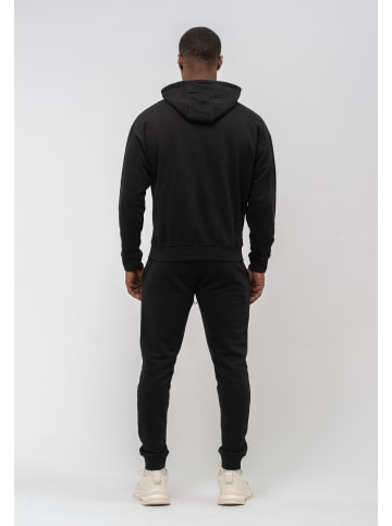 Tom Barron Jogginganzug Tom Barron Men's Oversize Tracksuit 2 Piece Set Casual Style Jogging Outfit Patch Logo On Chest in BLACK