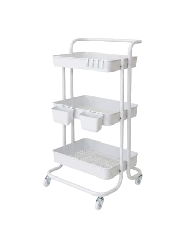relaxdays Rollwagen in Weiß - (B)43 x (H)87 x (T)38 cm