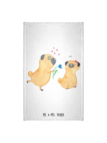 Mr. & Mrs. Panda Handtuch Mops Verliebt ohne Spruch in Weiß