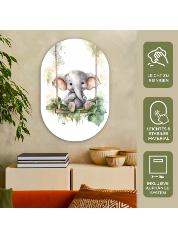 OnlyWow Ovales Wandbild Hellgrau