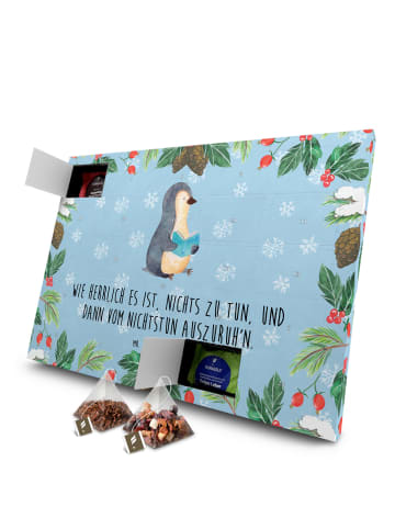 Mr. & Mrs. Panda Adventskalender Pinguin Buch mit Spruch in Eisblau