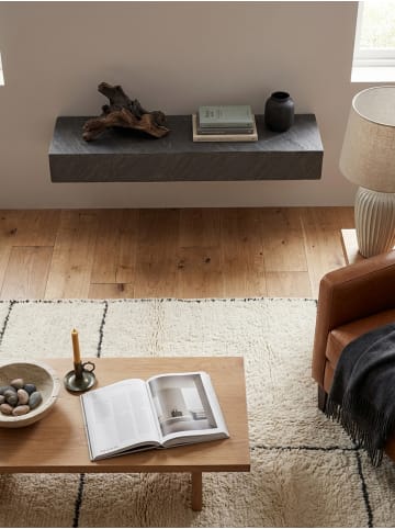 KADIMA DESIGN Wandregal 90x10x20 cm Mango Massivholz / Steinoptik Hängeregal Modern