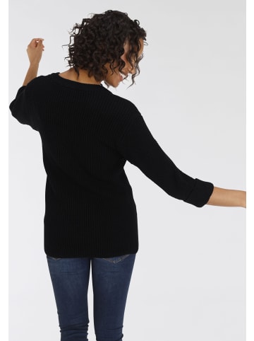 FLASHLIGHTS V-Ausschnitt-Pullover in schwarz