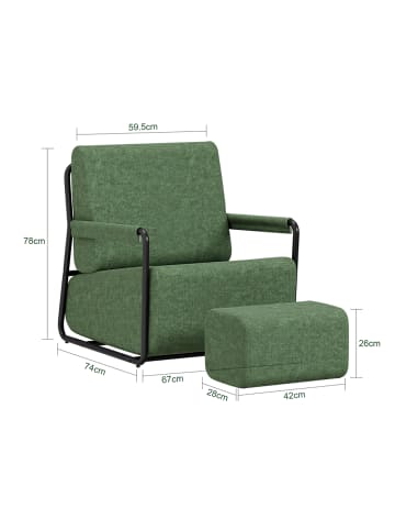 SoBuy Sessel mit Hocker in Waldgrün - (W) 67 x (H) 78 x (L) 59.5 cm